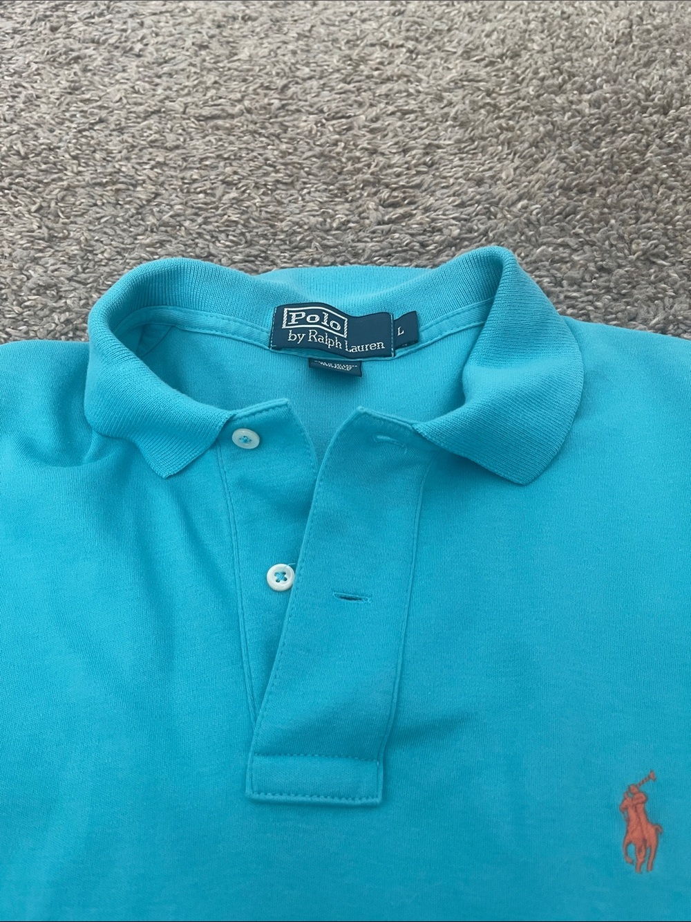 Men’s Ralph Lauren Men's Turquoise Polo with Orange Pony - Picture 6 of 8